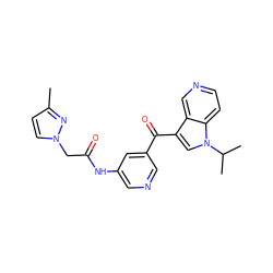 Cc1ccn(CC(=O)Nc2cncc(C(=O)c3cn(C(C)C)c4ccncc34)c2)n1 ZINC001772618992