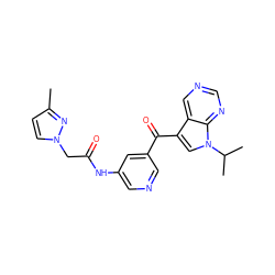 Cc1ccn(CC(=O)Nc2cncc(C(=O)c3cn(C(C)C)c4ncncc34)c2)n1 ZINC000169707679