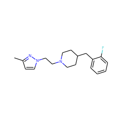 Cc1ccn(CCN2CCC(Cc3ccccc3F)CC2)n1 ZINC000019791225