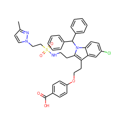 Cc1ccn(CCS(=O)(=O)NCCc2c(CCOc3ccc(C(=O)O)cc3)c3cc(Cl)ccc3n2C(c2ccccc2)c2ccccc2)n1 ZINC000049899463