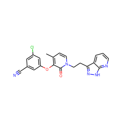 Cc1ccn(CCc2n[nH]c3ncccc23)c(=O)c1Oc1cc(Cl)cc(C#N)c1 ZINC000082156382