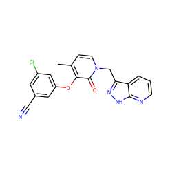 Cc1ccn(Cc2n[nH]c3ncccc23)c(=O)c1Oc1cc(Cl)cc(C#N)c1 ZINC000082156379