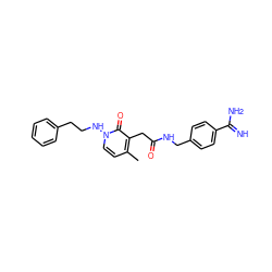 Cc1ccn(NCCc2ccccc2)c(=O)c1CC(=O)NCc1ccc(C(=N)N)cc1 ZINC000029040381