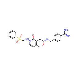 Cc1ccn(NCS(=O)(=O)c2ccccc2)c(=O)c1CC(=O)NCc1ccc(C(=N)N)cc1 ZINC000029040400