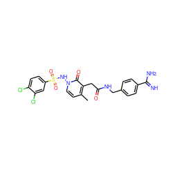 Cc1ccn(NS(=O)(=O)c2ccc(Cl)c(Cl)c2)c(=O)c1CC(=O)NCc1ccc(C(=N)N)cc1 ZINC000029040389