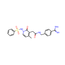 Cc1ccn(NS(=O)(=O)c2ccccc2)c(=O)c1CC(=O)NCc1ccc(C(=N)N)cc1 ZINC000029040402