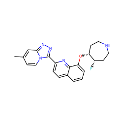 Cc1ccn2c(-c3ccc4cccc(O[C@@H]5CCNCC[C@@H]5F)c4n3)nnc2c1 ZINC000096175073