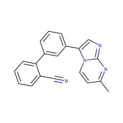 Cc1ccn2c(-c3cccc(-c4ccccc4C#N)c3)cnc2n1 ZINC000000027391