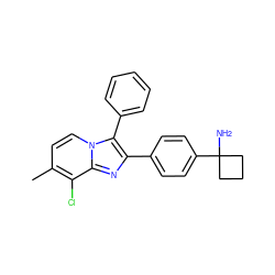 Cc1ccn2c(-c3ccccc3)c(-c3ccc(C4(N)CCC4)cc3)nc2c1Cl ZINC000113654640