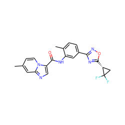 Cc1ccn2c(C(=O)Nc3cc(-c4noc([C@@H]5CC5(F)F)n4)ccc3C)cnc2c1 ZINC000144125850