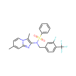 Cc1ccn2c(C)c(N(Cc3ccc(C(F)(F)F)c(F)c3)S(=O)(=O)c3ccccc3)nc2c1 ZINC000167638360