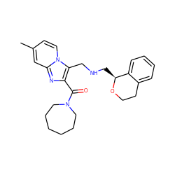 Cc1ccn2c(CNC[C@@H]3OCCc4ccccc43)c(C(=O)N3CCCCCC3)nc2c1 ZINC000020149495