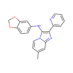 Cc1ccn2c(Nc3ccc4c(c3)OCO4)c(-c3ccccn3)nc2c1 ZINC000003909853