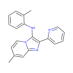 Cc1ccn2c(Nc3ccccc3C)c(-c3ccccn3)nc2c1 ZINC000003909837