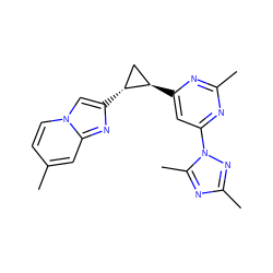 Cc1ccn2cc([C@@H]3C[C@H]3c3cc(-n4nc(C)nc4C)nc(C)n3)nc2c1 ZINC000209349835