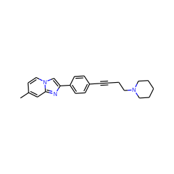 Cc1ccn2cc(-c3ccc(C#CCCN4CCCCC4)cc3)nc2c1 ZINC000013819588