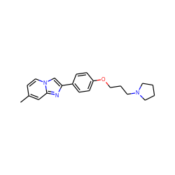 Cc1ccn2cc(-c3ccc(OCCCN4CCCC4)cc3)nc2c1 ZINC000001909632