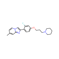 Cc1ccn2cc(-c3ccc(OCCCN4CCCCC4)cc3F)nc2c1 ZINC000013819584