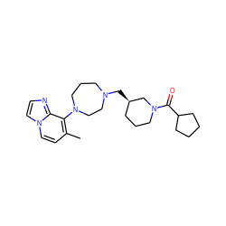 Cc1ccn2ccnc2c1N1CCCN(C[C@@H]2CCCN(C(=O)C3CCCC3)C2)CC1 ZINC001772596875