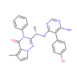 Cc1ccn2nc([C@H](C)Nc3ncnc(N)c3-c3ccc(O)cc3)n(-c3ccccc3)c(=O)c12 ZINC000208959835