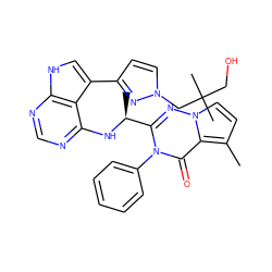 Cc1ccn2nc([C@H](C)Nc3ncnc4[nH]cc(-c5ccn(CC(C)(C)CO)n5)c34)n(-c3ccccc3)c(=O)c12 ZINC001772654570