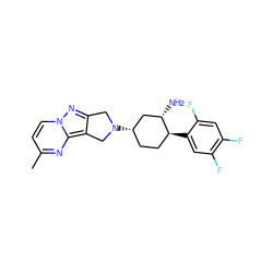 Cc1ccn2nc3c(c2n1)CN([C@H]1CC[C@H](c2cc(F)c(F)cc2F)[C@@H](N)C1)C3 ZINC000653905740