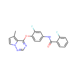 Cc1ccn2ncnc(Oc3ccc(NC(=O)c4ccccc4F)cc3F)c12 ZINC000029040556