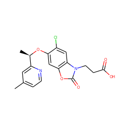 Cc1ccnc([C@@H](C)Oc2cc3oc(=O)n(CCC(=O)O)c3cc2Cl)c1 ZINC001772571786