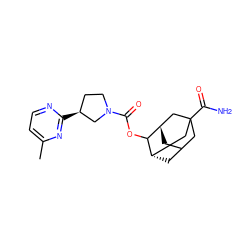 Cc1ccnc([C@H]2CCN(C(=O)OC3[C@H]4CC5C[C@H]3CC(C(N)=O)(C5)C4)C2)n1 ZINC001772646714