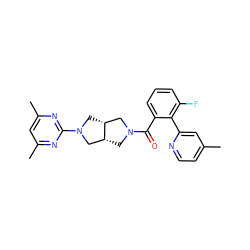 Cc1ccnc(-c2c(F)cccc2C(=O)N2C[C@@H]3CN(c4nc(C)cc(C)n4)C[C@@H]3C2)c1 ZINC000167207992