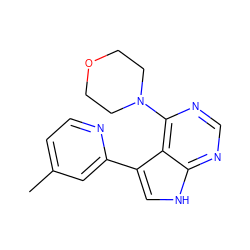 Cc1ccnc(-c2c[nH]c3ncnc(N4CCOCC4)c23)c1 ZINC000224877783