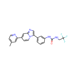 Cc1ccnc(-c2ccn3c(-c4cccc(NC(=O)NCC(F)(F)F)c4)cnc3c2)c1 ZINC000139558757