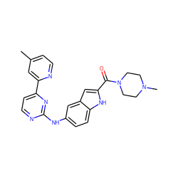 Cc1ccnc(-c2ccnc(Nc3ccc4[nH]c(C(=O)N5CCN(C)CC5)cc4c3)n2)c1 ZINC000144286304