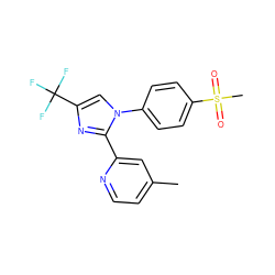 Cc1ccnc(-c2nc(C(F)(F)F)cn2-c2ccc(S(C)(=O)=O)cc2)c1 ZINC000003814623