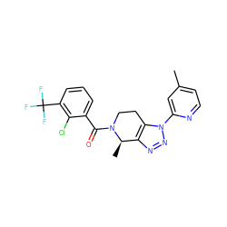 Cc1ccnc(-n2nnc3c2CCN(C(=O)c2cccc(C(F)(F)F)c2Cl)[C@@H]3C)c1 ZINC000225995761