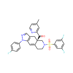 Cc1ccnc(C(=O)[C@]23Cc4cnn(-c5ccc(F)cc5)c4C=C2CCN(S(=O)(=O)c2cc(F)cc(F)c2)C3)c1 ZINC000142007337