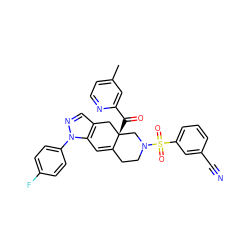 Cc1ccnc(C(=O)[C@]23Cc4cnn(-c5ccc(F)cc5)c4C=C2CCN(S(=O)(=O)c2cccc(C#N)c2)C3)c1 ZINC000141865222