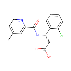 Cc1ccnc(C(=O)N[C@@H](CC(=O)O)c2ccccc2Cl)c1 ZINC000223508248