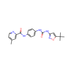 Cc1ccnc(C(=O)Nc2ccc(NC(=O)Nc3cc(C(C)(C)C)on3)cc2)c1 ZINC000095562094