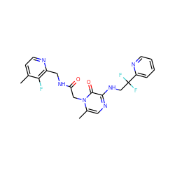 Cc1ccnc(CNC(=O)Cn2c(C)cnc(NCC(F)(F)c3ccccn3)c2=O)c1F ZINC000013493145