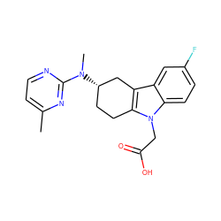 Cc1ccnc(N(C)[C@H]2CCc3c(c4cc(F)ccc4n3CC(=O)O)C2)n1 ZINC000145842136