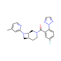 Cc1ccnc(N2C[C@@H]3CCN(C(=O)c4cc(F)ccc4-n4nccn4)C[C@@H]32)c1 ZINC000116827565