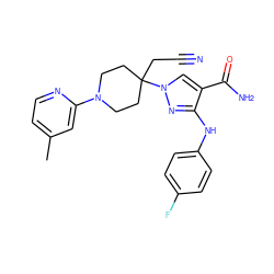 Cc1ccnc(N2CCC(CC#N)(n3cc(C(N)=O)c(Nc4ccc(F)cc4)n3)CC2)c1 ZINC000204932259