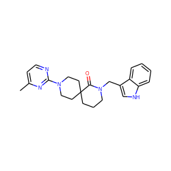 Cc1ccnc(N2CCC3(CCCN(Cc4c[nH]c5ccccc45)C3=O)CC2)n1 ZINC000096285054