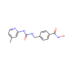 Cc1ccnc(NC(=O)NCc2ccc(C(=O)NO)cc2)c1 ZINC000205861449