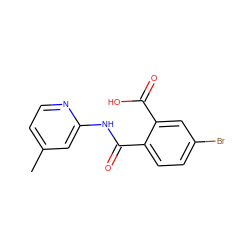 Cc1ccnc(NC(=O)c2ccc(Br)cc2C(=O)O)c1 ZINC000103233784