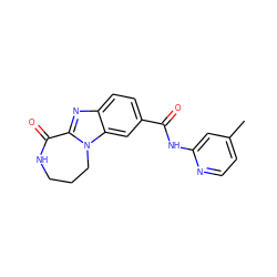 Cc1ccnc(NC(=O)c2ccc3nc4n(c3c2)CCCNC4=O)c1 ZINC000147127374