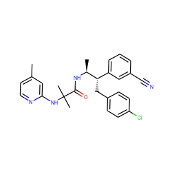 Cc1ccnc(NC(C)(C)C(=O)N[C@@H](C)[C@@H](Cc2ccc(Cl)cc2)c2cccc(C#N)c2)c1 ZINC000045260306