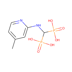 Cc1ccnc(NC(P(=O)(O)O)P(=O)(O)O)c1 ZINC000013473669