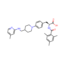 Cc1ccnc(NCC2CCN(c3ccc(C[C@H](NC(=O)c4c(C)cc(C)cc4C)C(=O)O)cc3)CC2)c1 ZINC000043171688